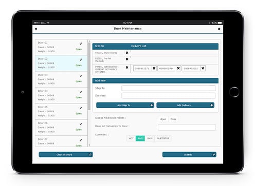 A warehouse management application screenshot on a tablet - provided by Pillir.