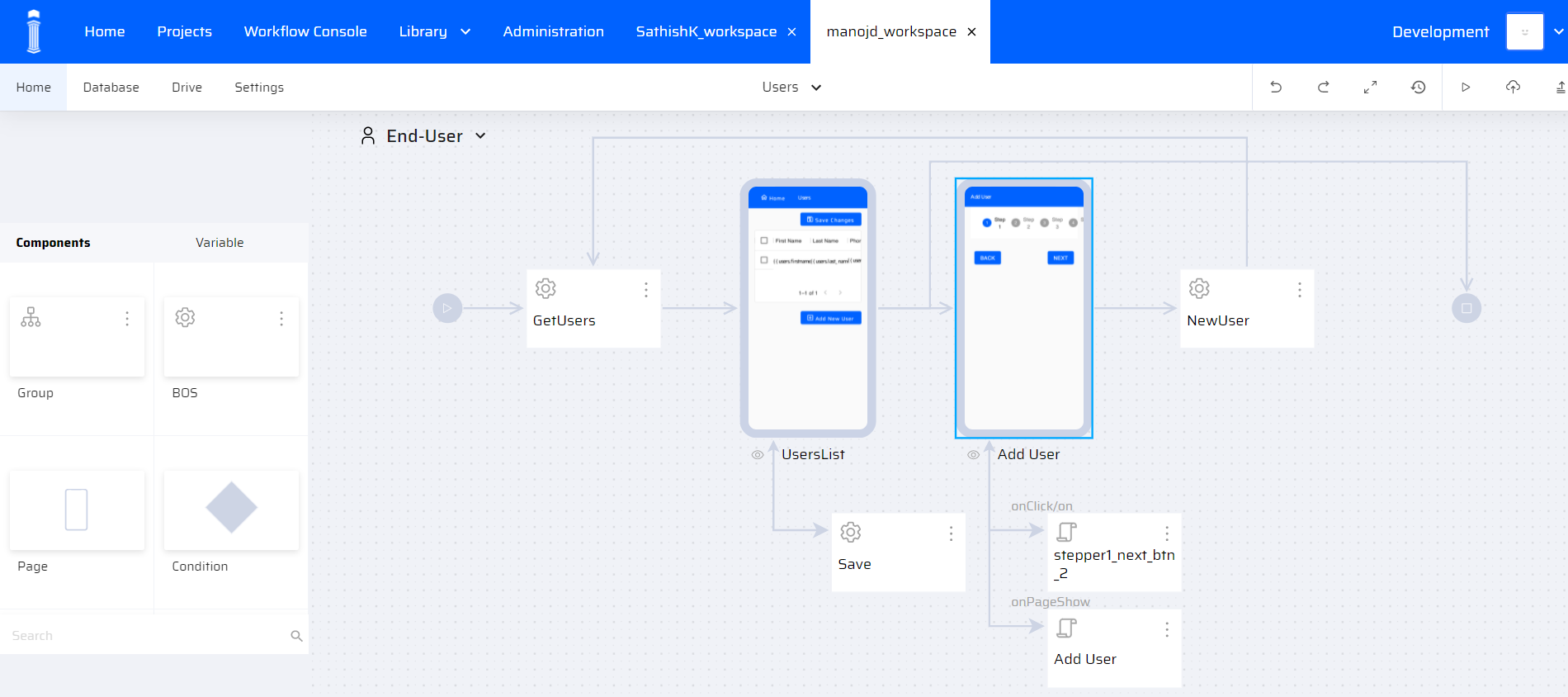 A screengrab of Workflow components in BPM vs Workflow with Pillir
